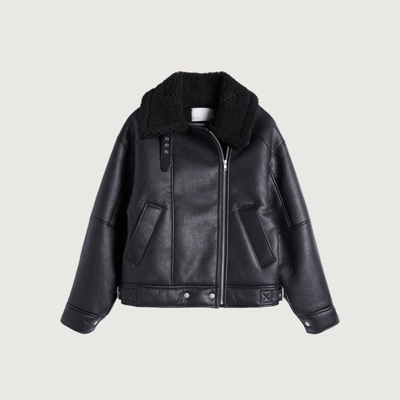 NWT Oak + Fort Oversized Sherpa Aviator Jacket - Picture 1 of 9